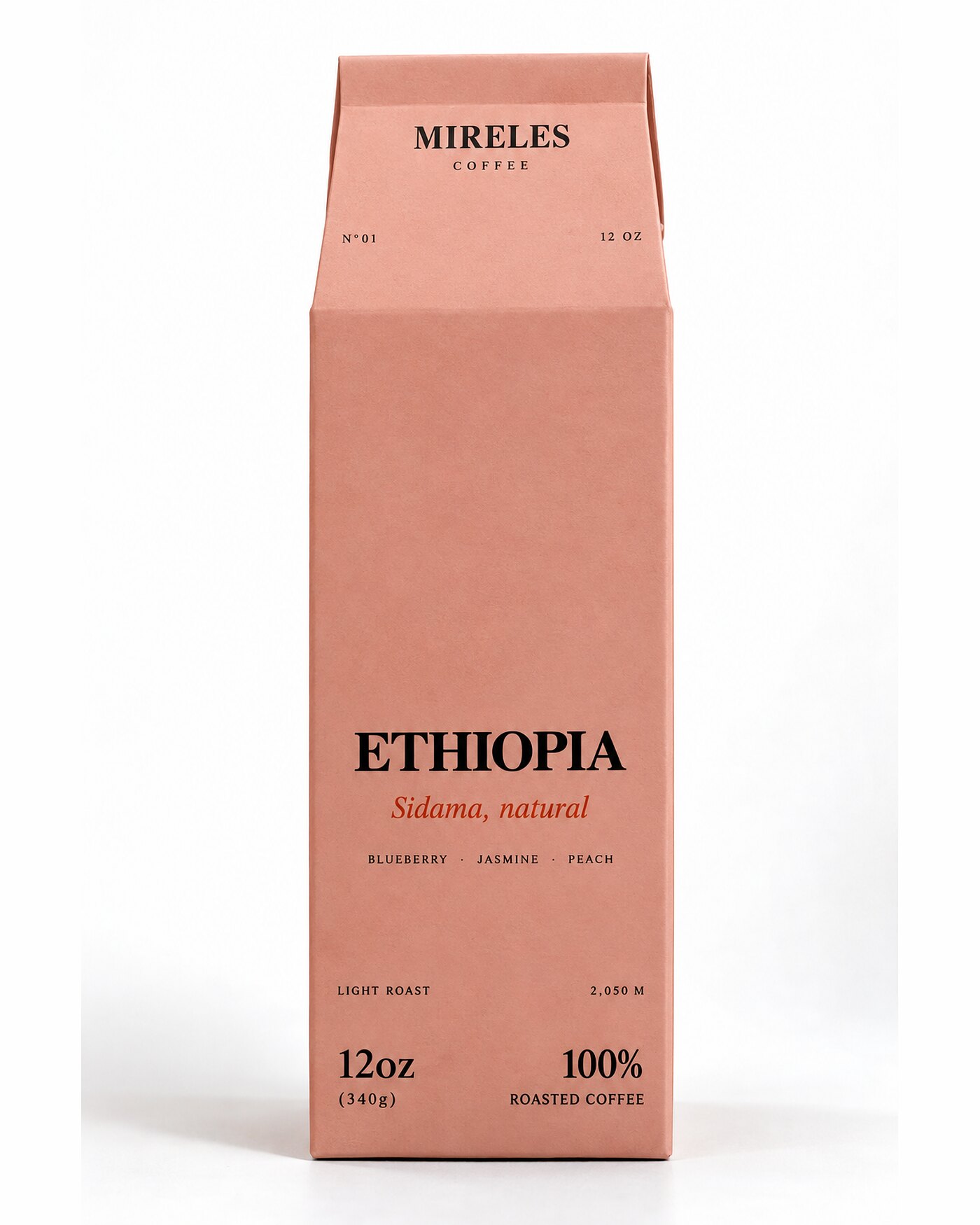 The front of the Ethiopia carton on a white background.