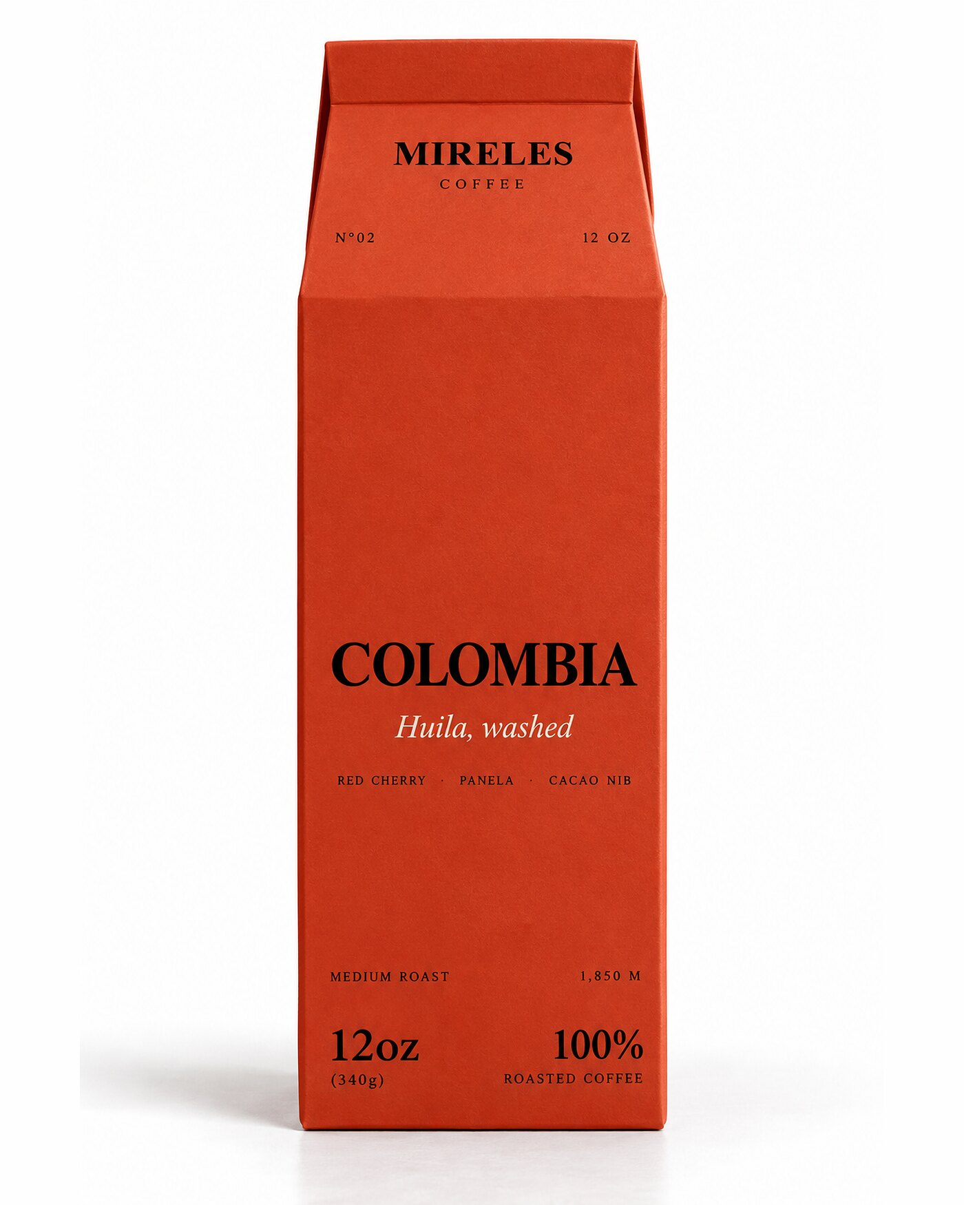 The front of the Colombia carton on a white background.